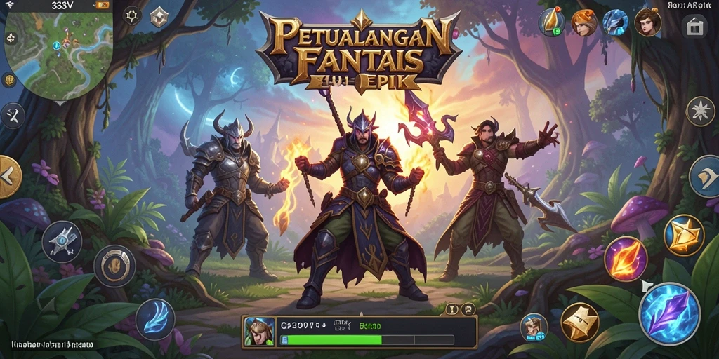 Screenshot utama menunjukkan aksi seru di 333V dengan pertempuran melawan monster.