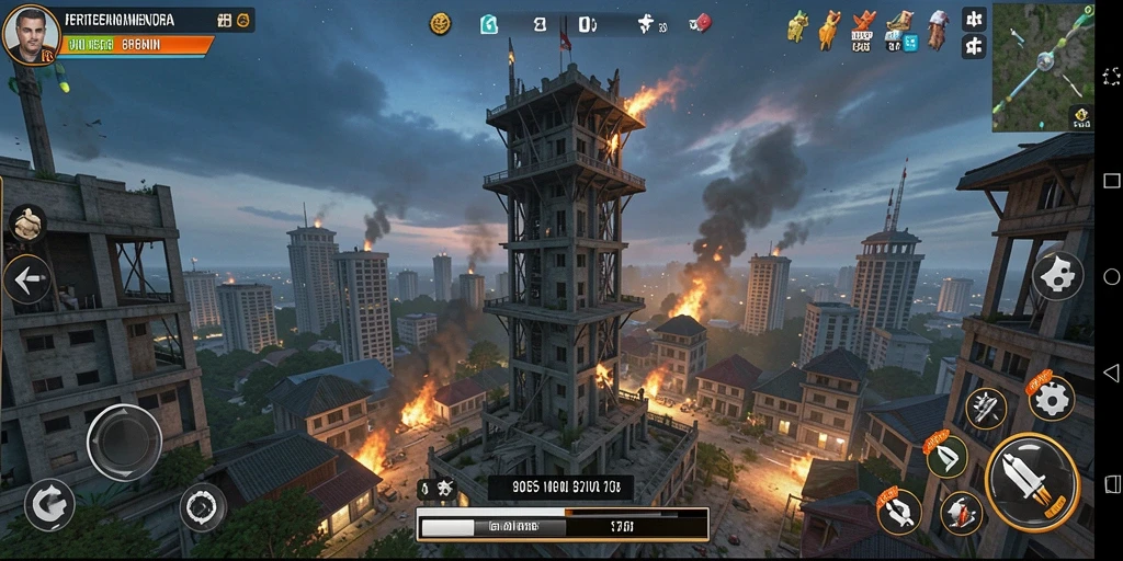 Tampilan gameplay menegangkan di Tower Defense 8055.