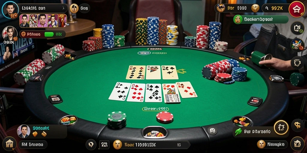 Tampilan gameplay menarik dari 99ZK dengan suasana Poker profesional.