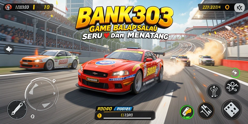 Gameplay seru BANK303 dengan mobil balap yang memukau.