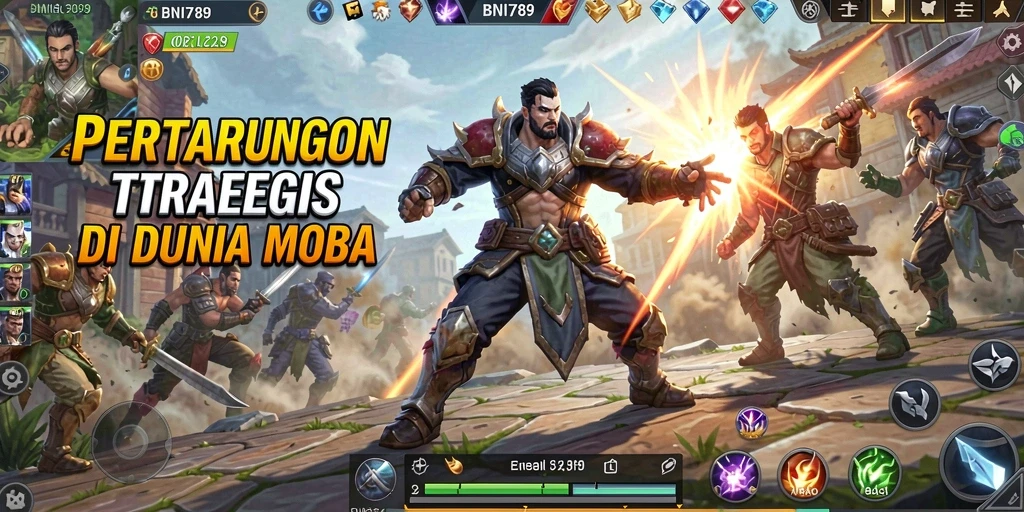 Tangkapan layar BNI789 menunjukkan aksi seru dalam pertempuran MOBA.