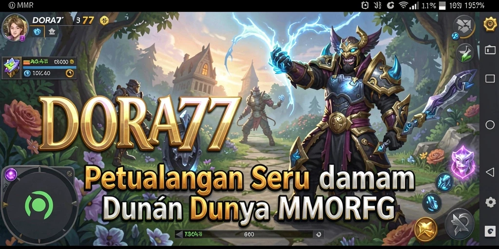 Tangkapan layar dari gameplay DORA77 yang menampilkan pertarungan epik dalam dunia MMORPG.