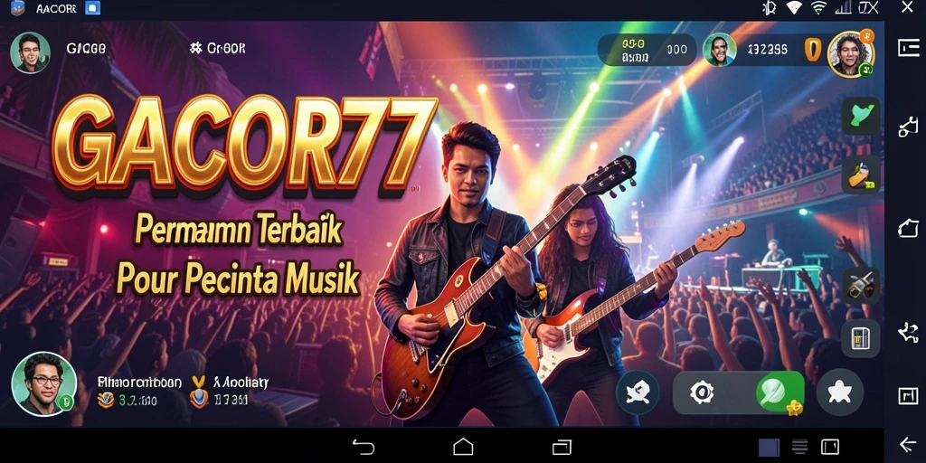 Screenshot utama GACOR77 menampilkan gameplay seru dengan beragam genre musik.