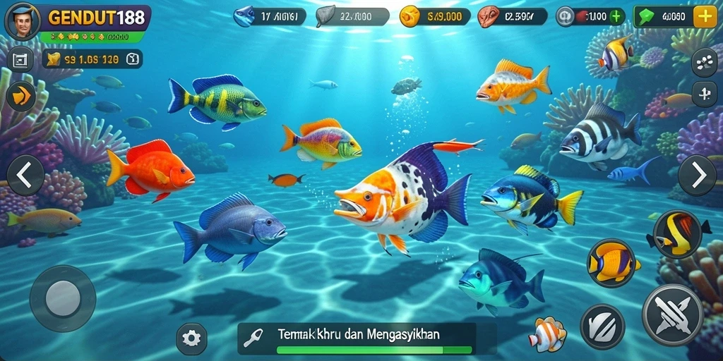 Gameplay GENDUT188 menampilkan aksi menembak ikan yang seru.