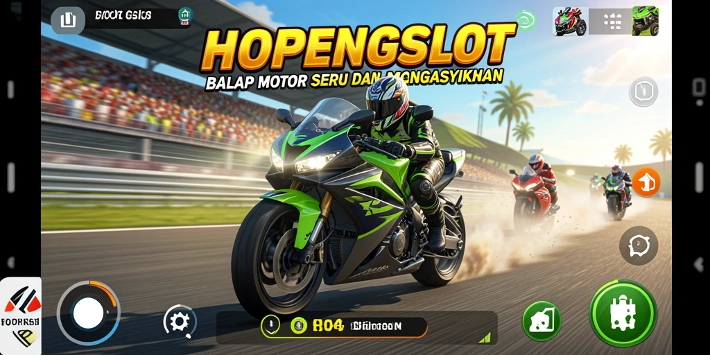 Gameplay HOPENGSLOT yang seru dan kompetitif dalam balap motor.