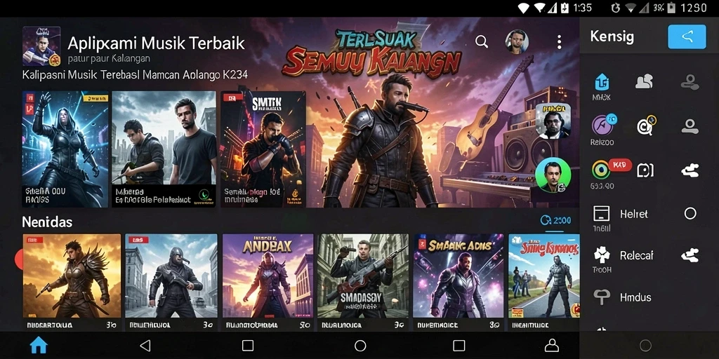 Screenshot gameplay K234 menunjukkan pengguna berinteraksi dengan alat musik virtual.