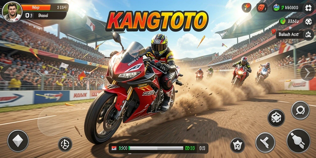 Gameplay seru KANGTOTO dalam balapan motor.