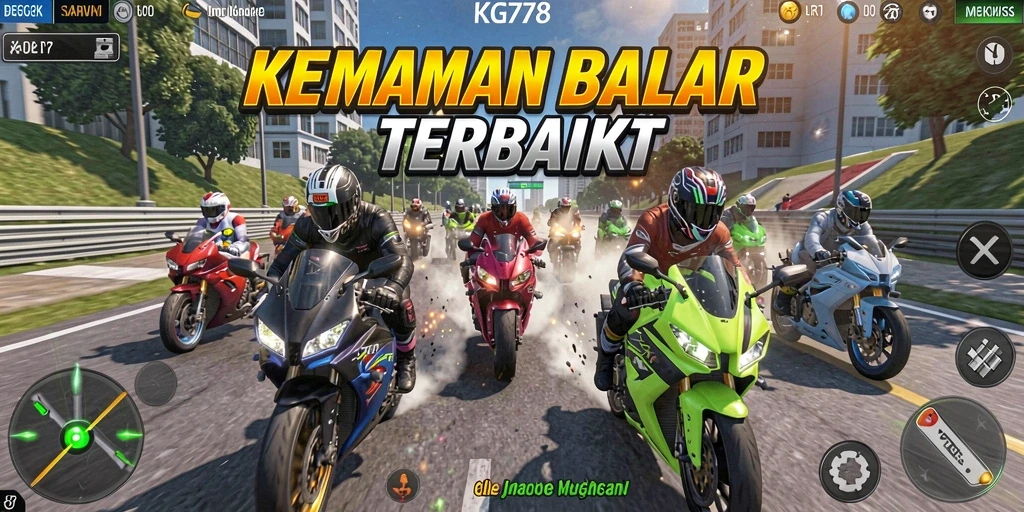 Screenshot gameplay balap motor yang mendebarkan di KG778.