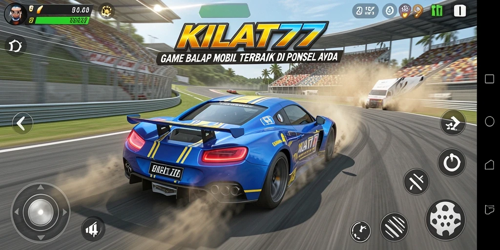 Gameplay KILAT77 dengan aksi balapan yang mendebarkan di trek.