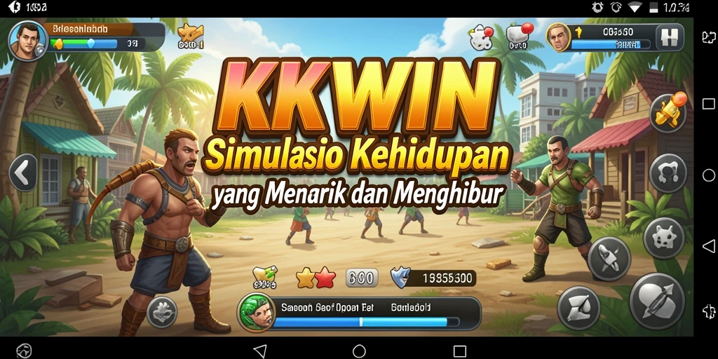 Tangkapan layar KKWIN menampilkan gameplay simulasi kehidupan yang kreatif dan interaktif.