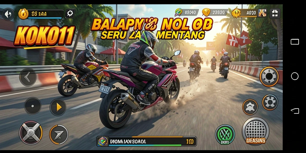 Tampilan gameplay KOKO11 yang seru dalam balapan motor.