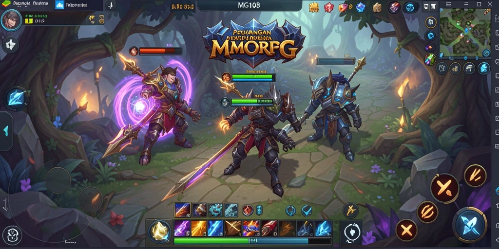 Tampilan gameplay MG108 dengan pertarungan seru di dunia MMORPG.