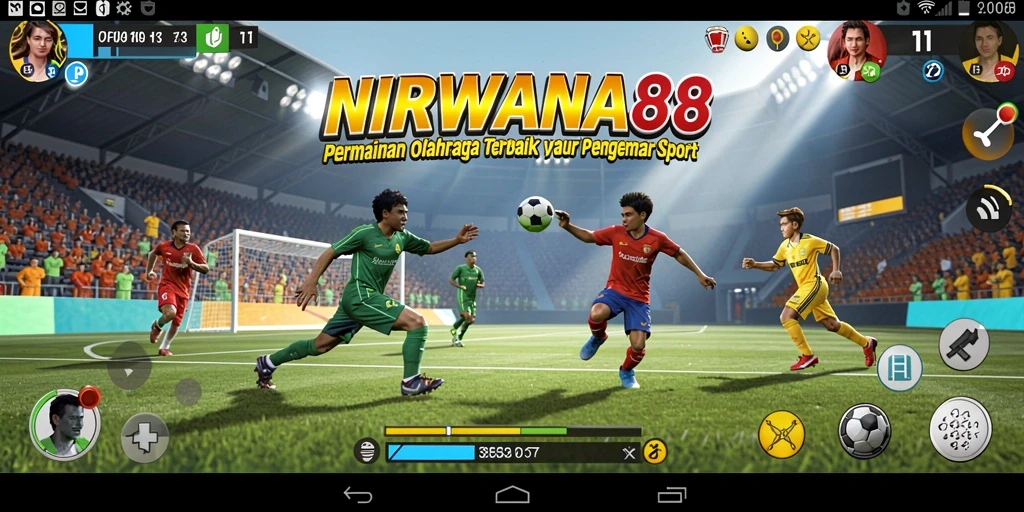 Tampilan utama gameplay NIRWANA88 dengan aksi olahraga seru.