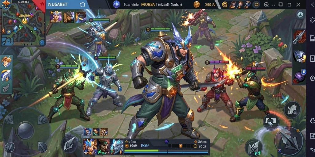 Tampilan gameplay MOBA yang seru dan mendebarkan di NUSABET.