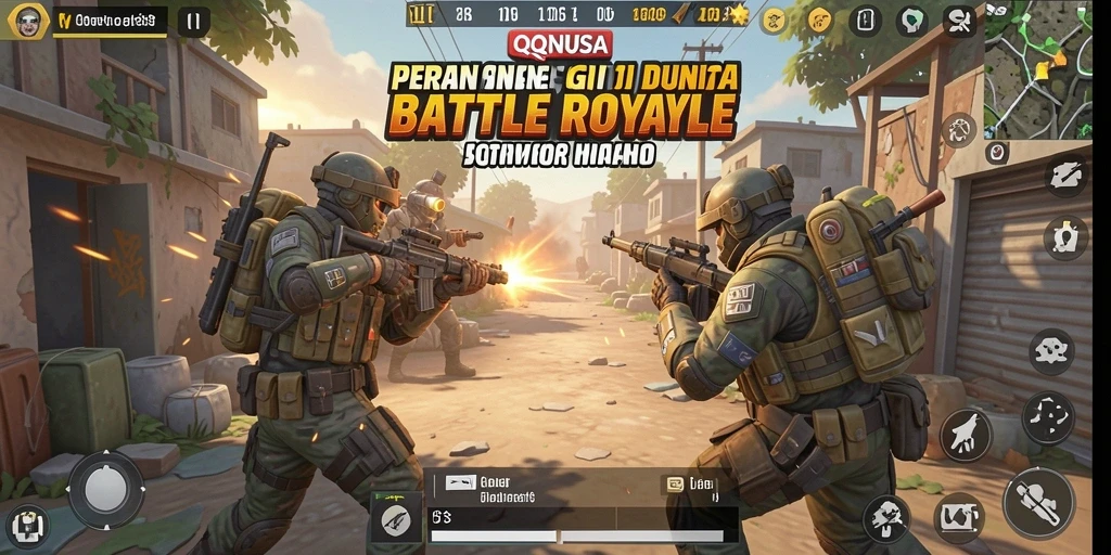 Gameplay intens dalam pertempuran Battle Royale yang mendebarkan.