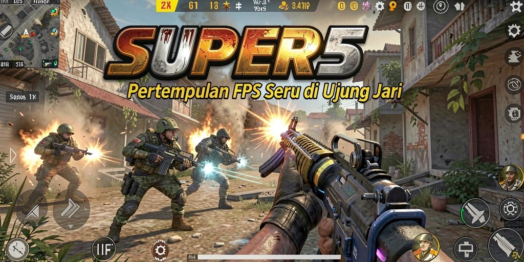 Gameplay seru dalam <strong>SUPER5</strong> menampilkan aksi pertempuran yang mendebarkan dan strategis.