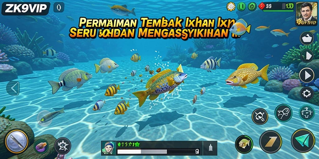 Tampilan gameplay ZK9VIP dengan aksi tembak ikan yang seru.